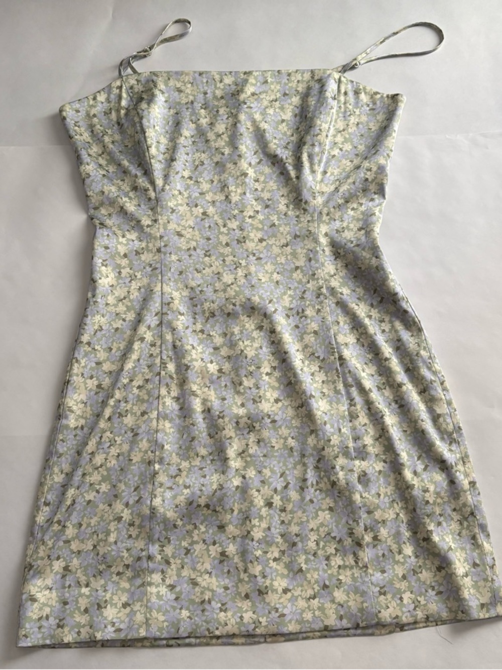 Aritzia Mini Dress Sun-Deh Size 6 Blue Green Yellow Floral satin